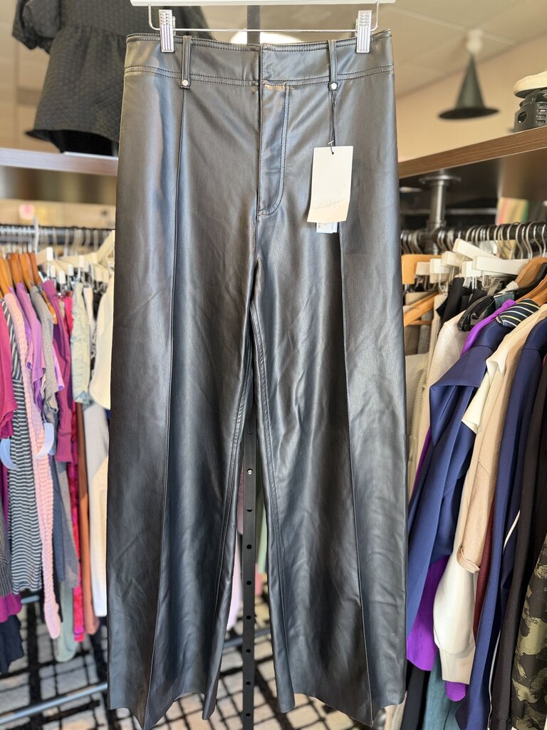 Zara NWT - Vegan Leather Wide Leg Pants - Black