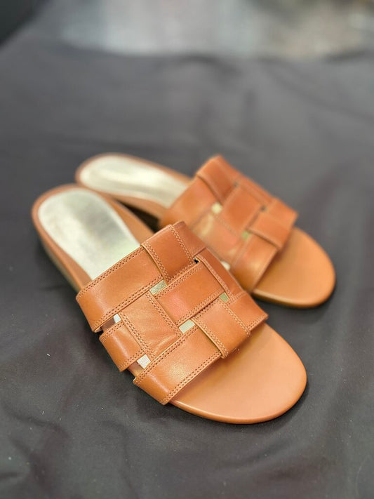 Vionic - Glendora Slide Sandals in Tan Leather