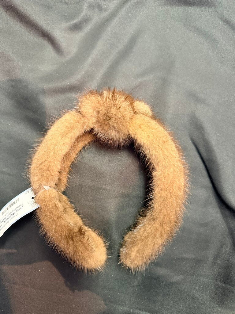 Linda Richards - Mink Fur Knot Headband in Sable Brown