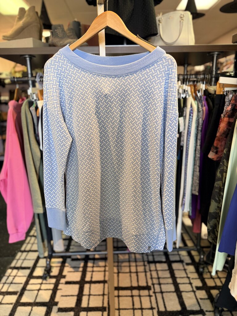 T by Talbots - LS Geo Lattice Print Pullover - Blue