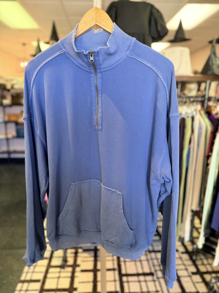 Aerie - Oversized Quarter Zip Pullover - Blue