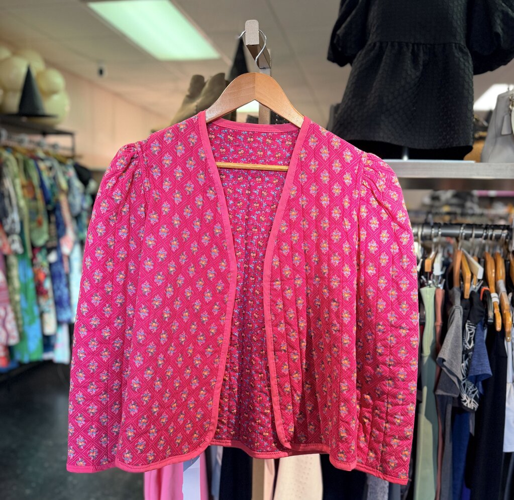 Reversible Quilted Jacket in Floral Block Print