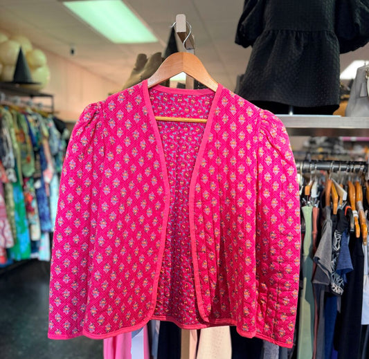 Reversible Quilted Jacket in Floral Block Print