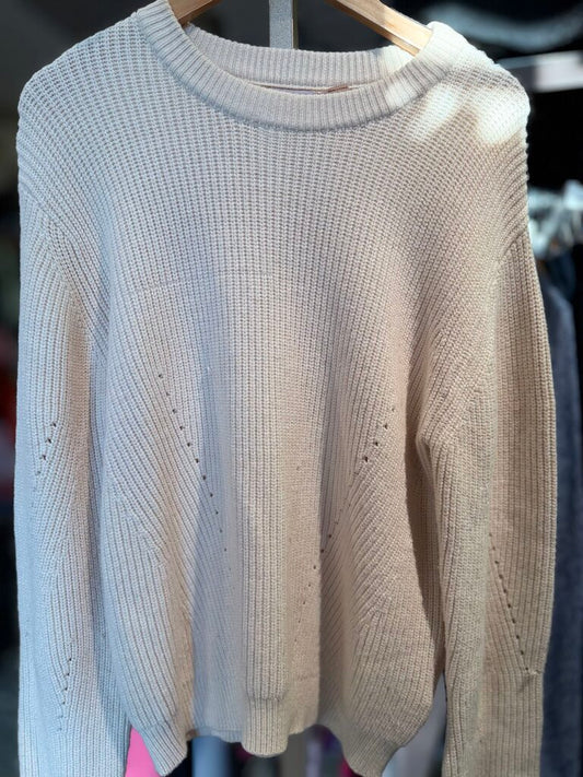 Esqualo - Cozy Knit Crewneck Sweater - Oatmeal
