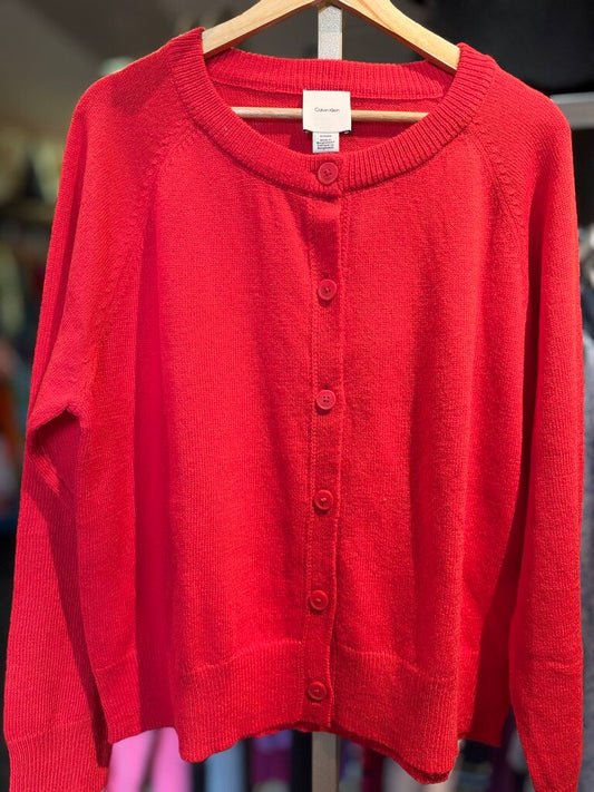 Calvin Klein NWT - Button Up Cardigan - Red