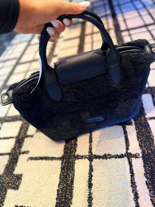 Melie Bianco - Faux Fur Tote Bag - Black