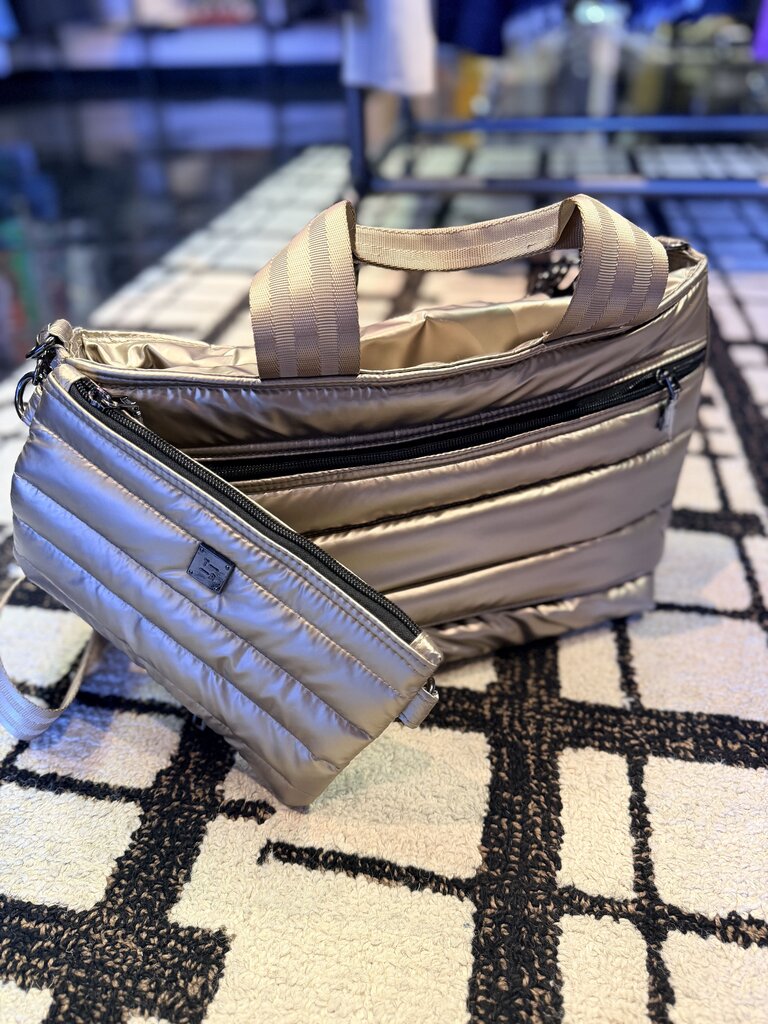 Think Royln-Think Royln Getaway Puffer Tote - Metallic