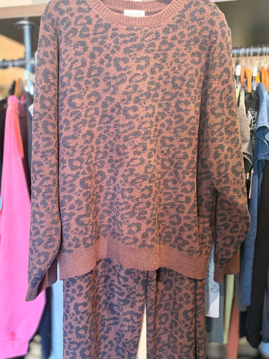 Softies NWT - Leopard Marshmallow Crew Neck Lounge Set