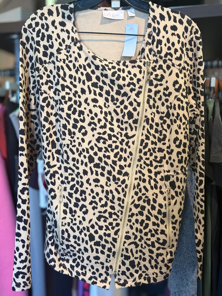 Belle- Leopard Moto Knit Jacket