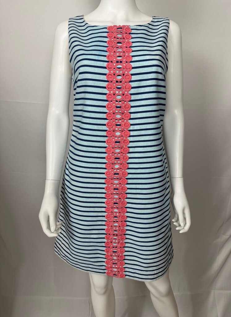 Striped Dress with Coral Lace Detail